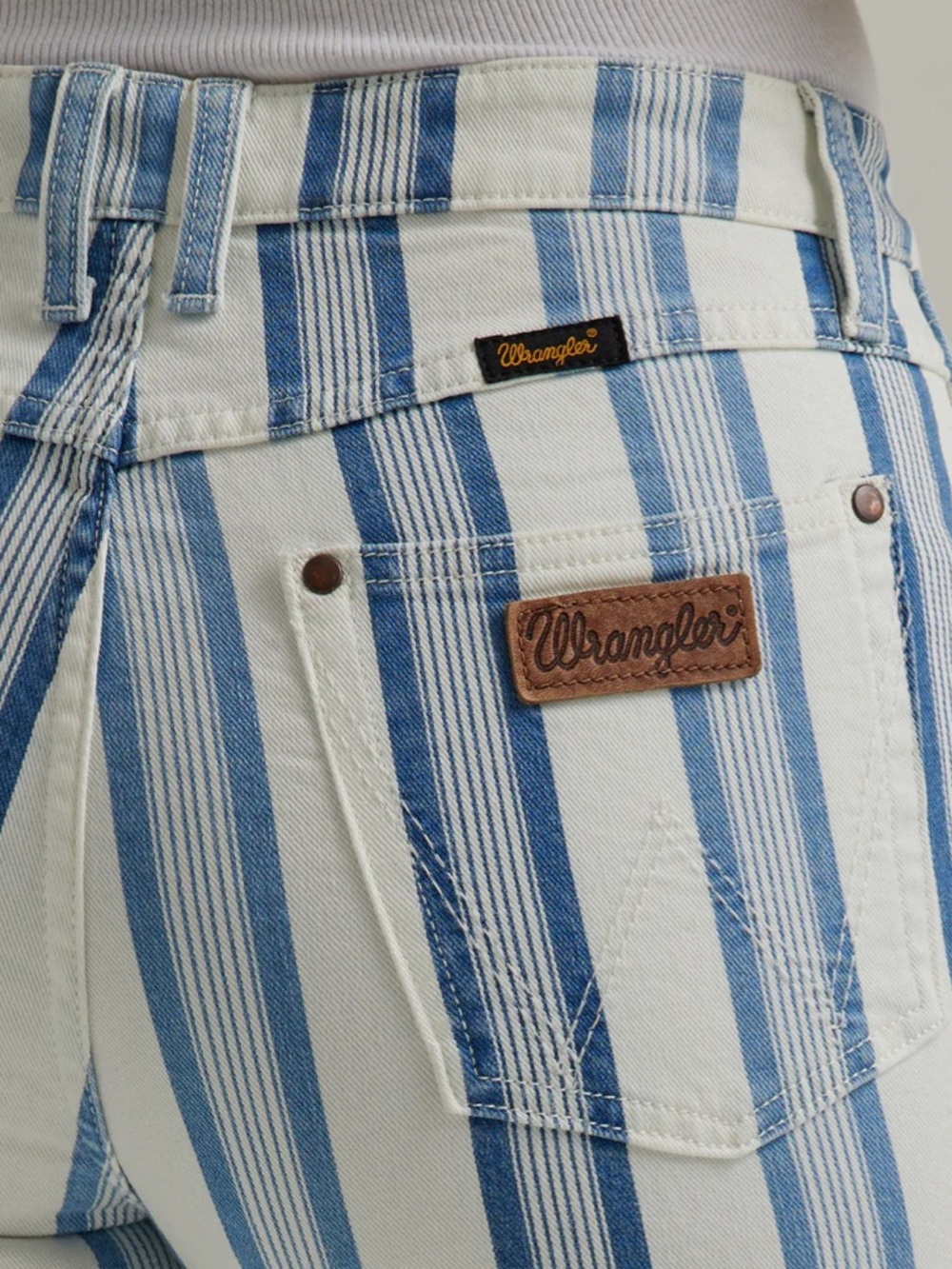 WRANGLER Blue Stripe Gabby Retro Bailey Flare Jean Size 26x34 - Picture 8 of 14
